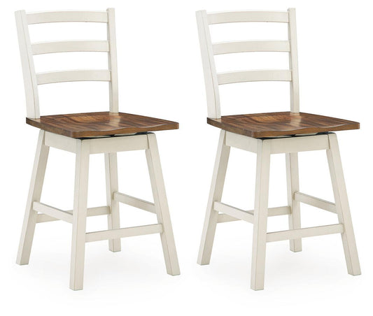 Brinfern - Swivel Stool (Set of 2) - Brown / Antique White