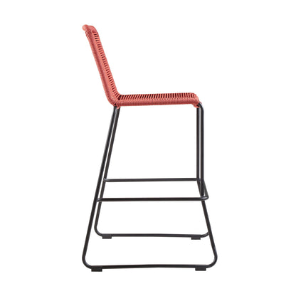 Shasta - 30" Outdoor Metal And Rope Stackable Barstool
