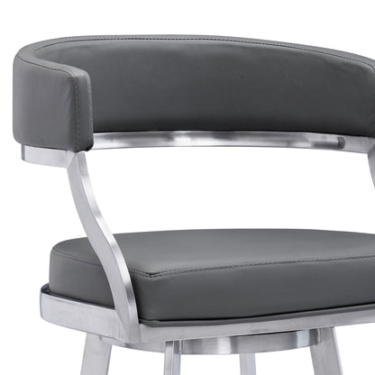Dione - Swivel Faux Leather And Brushed Stainless Steel Bar Stool