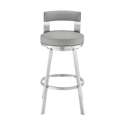 Lynof - Swivel Bar Stool - Brushed Stainless Steel Finish