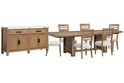 Plum Creek - 8 Piece Extendable Trestle Dining Table Set