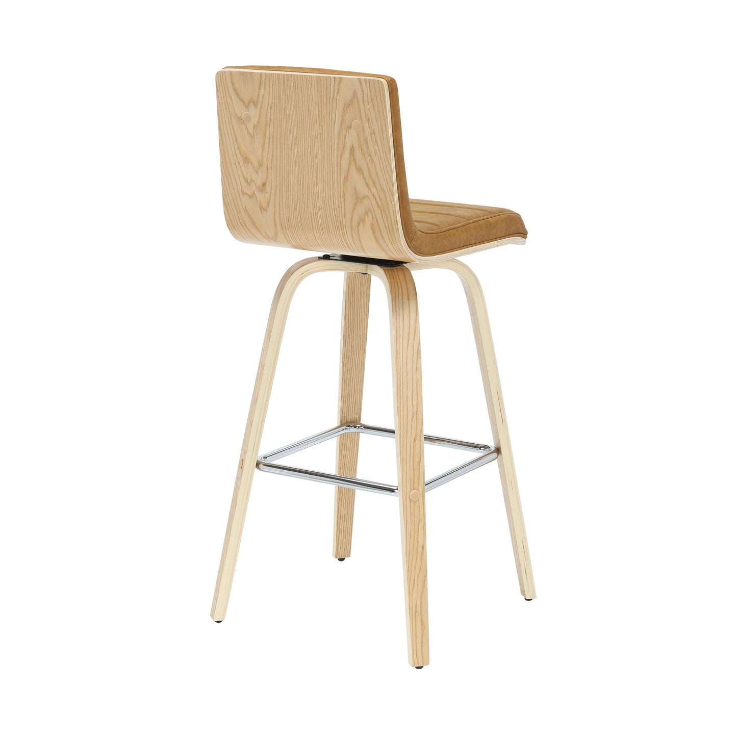 Vienna - 39.5" Swivel Bar Height Square Back Wood Bar Stool With Faux Leather Seat