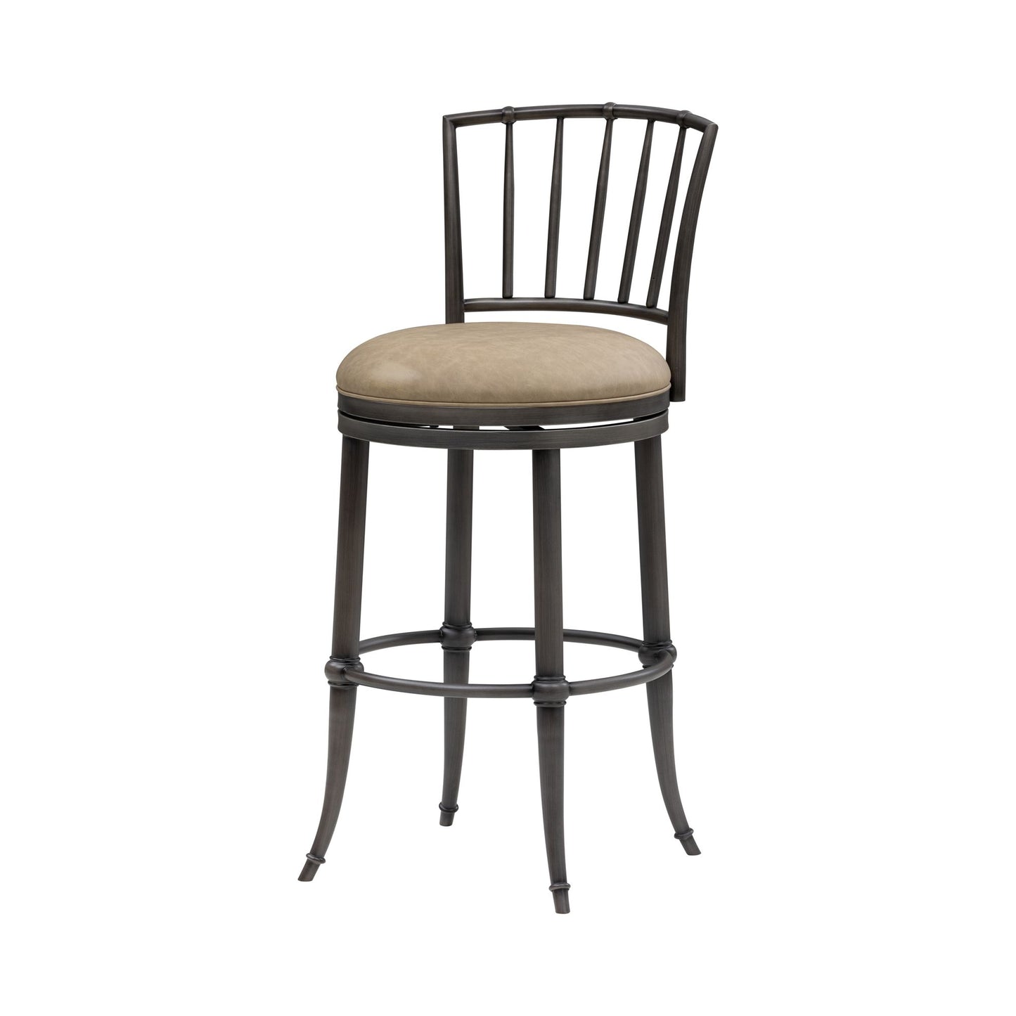 Vince - Commercial Grade Steel Frame Faux Leather Upholstered Swivel Bar Height Barstool