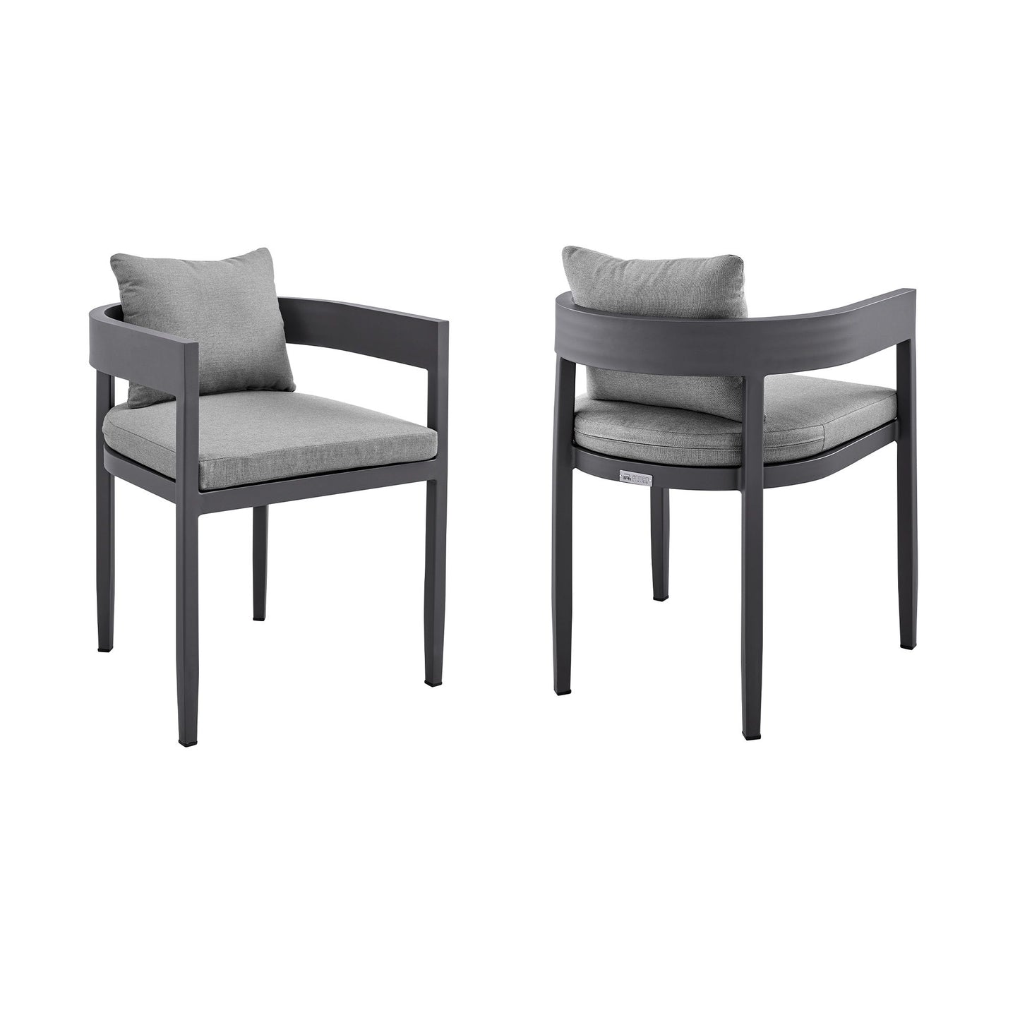 Menorca - Outdoor Patio Dining Chairs In Aluminum With Gray Cushions - (Set of 2)