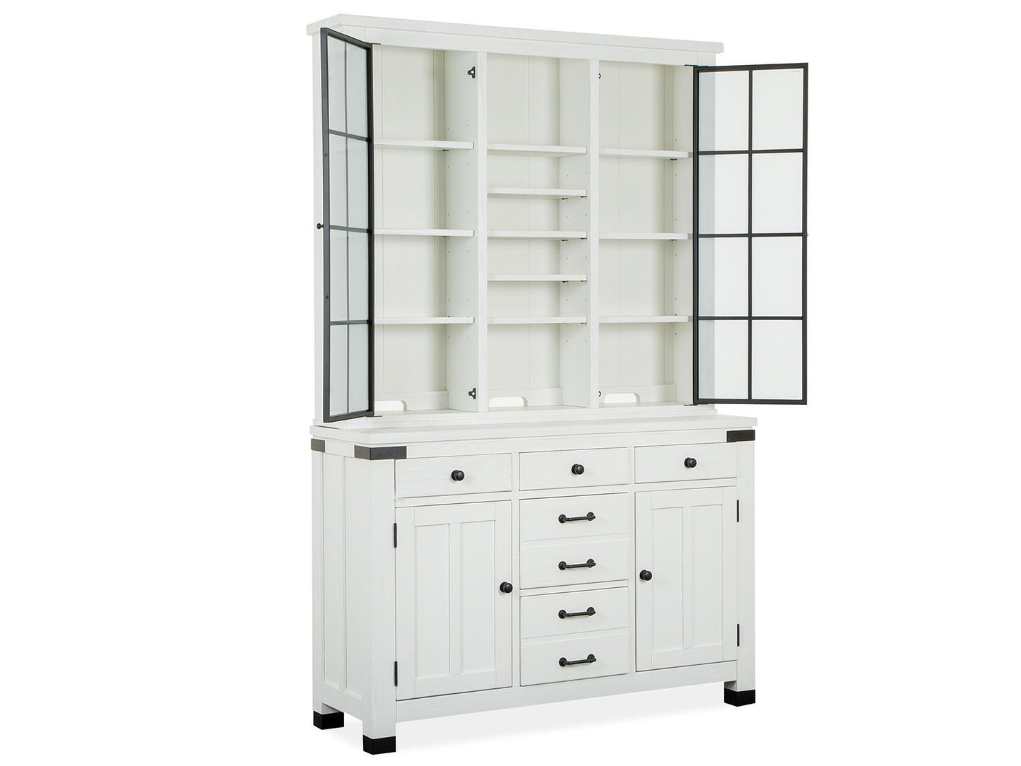 Harper Springs - Server With Hutch - Silo White