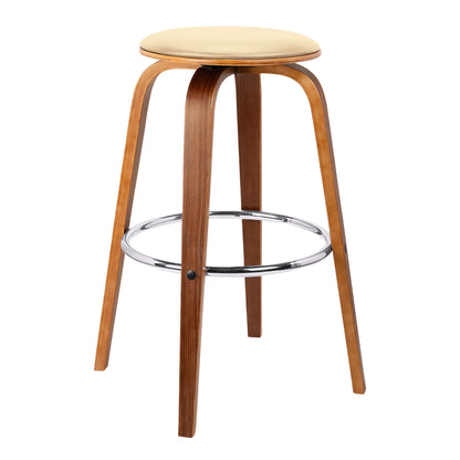 Harbor - 26" Counter Height Backless Swivel Mid-Century Modern Bar Stool - Cream / Walnut