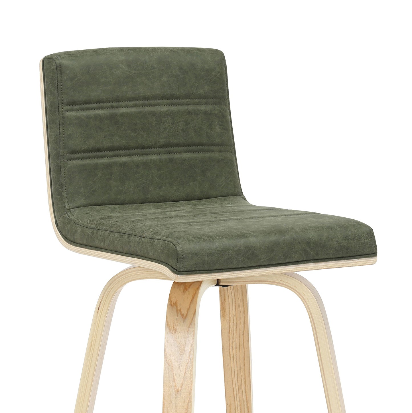 Vienna - 39.5" Swivel Bar Height Square Back Wood Bar Stool With Faux Leather Seat