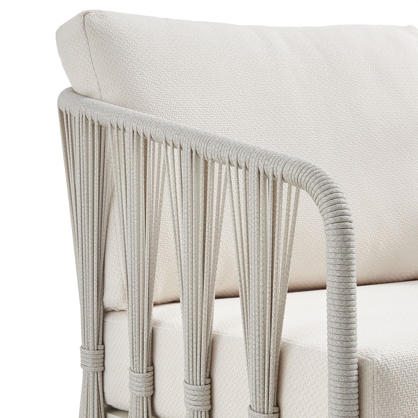 Breeze - Cream Metal Outdoor Swivel Lounge Chair With Cushions - Pearl