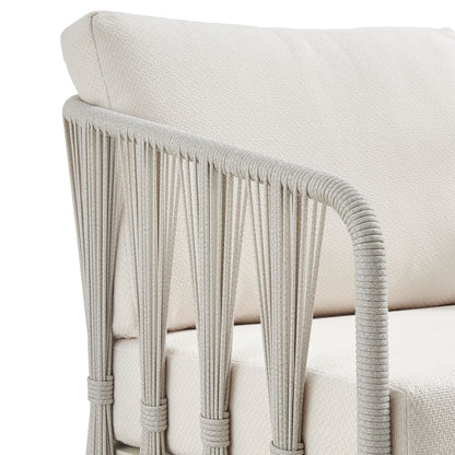 Breeze - Cream Metal Outdoor Swivel Lounge Chair With Cushions - Pearl