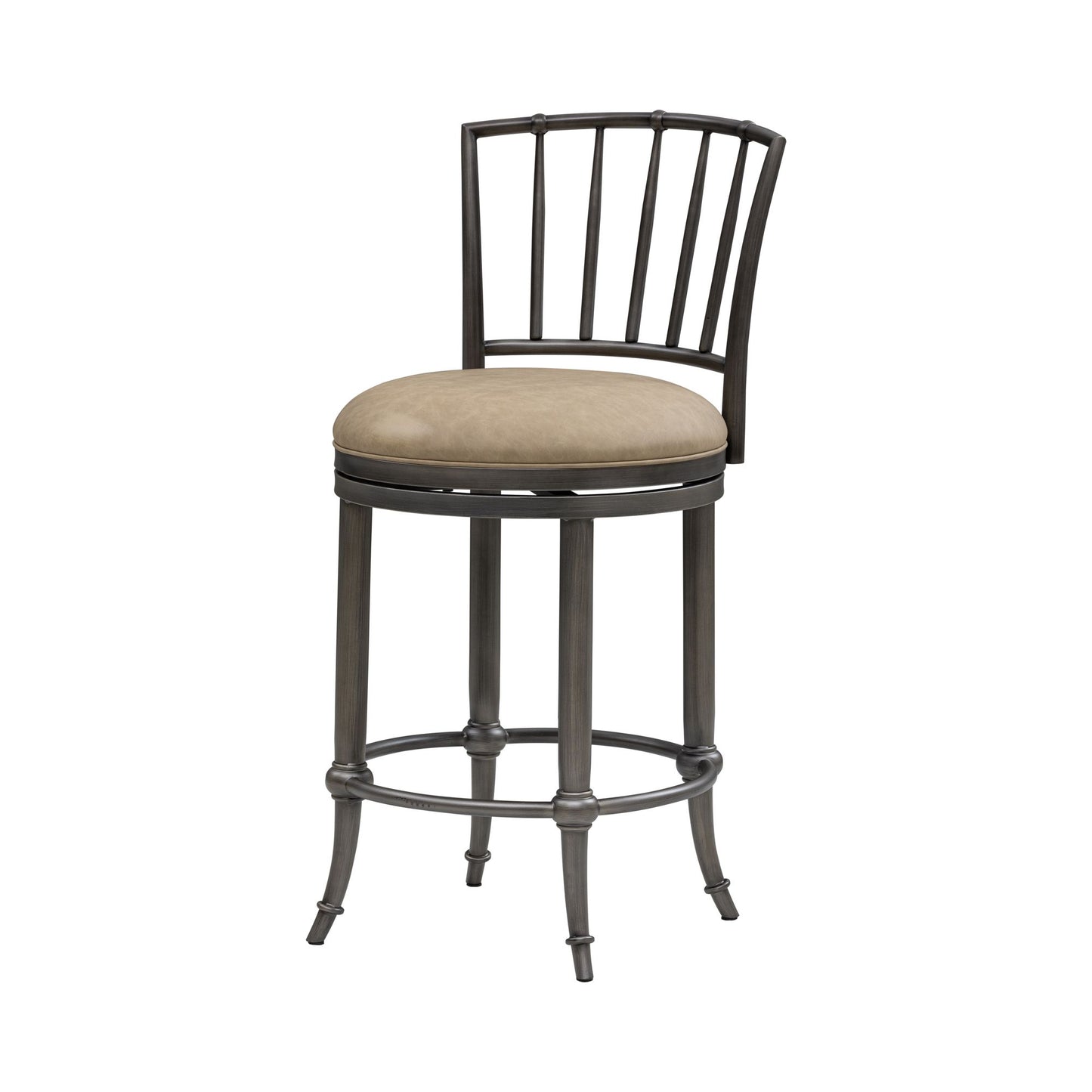 Vince - Commercial Grade Steel Frame Faux Leather Upholstered Swivel Counter Height Barstool