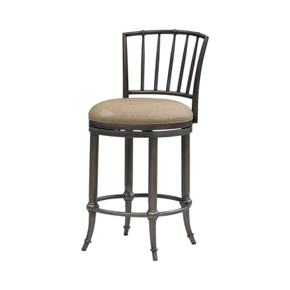 Vince - Commercial Grade Steel Frame Faux Leather Upholstered Swivel Counter Height Barstool