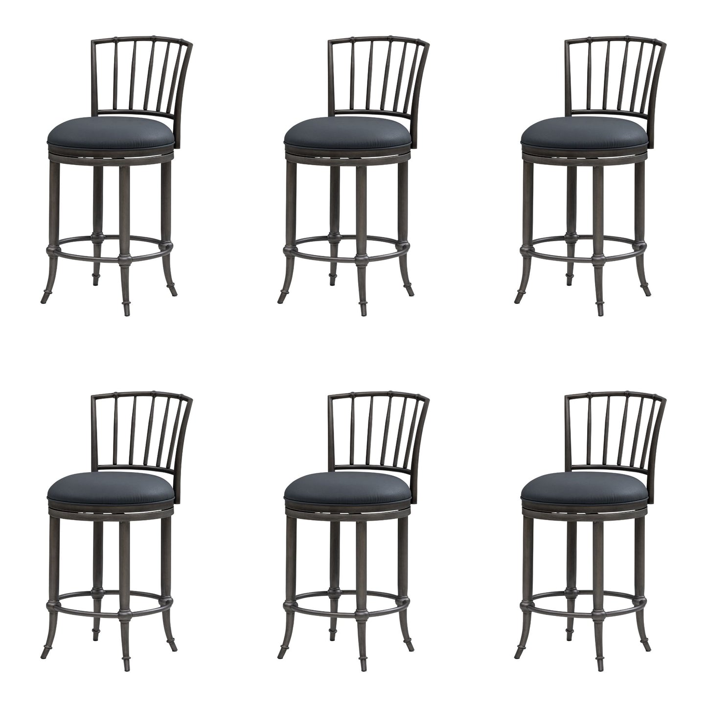 Vince - Commercial Grade Steel Frame Faux Leather Upholstered Swivel Counter Height Barstool