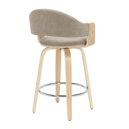 Daxton - Swivel Counter Height Round Back Wood Bar Stool With Faux Leather Seat