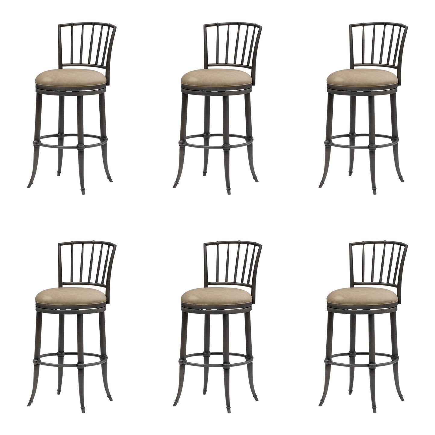 Vince - Commercial Grade Steel Frame Faux Leather Upholstered Swivel Bar Height Barstool