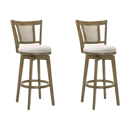 Isla - 30" Putty Brown Bar Height Rubberwood Swivel Barstool