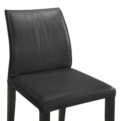 Velena - Full Back Top Grain Leather Upholstered Wood Dining Chairs (Set of 2) - Black