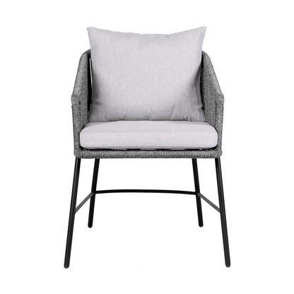 Calica - Outdoor Patio Dining Chair - Black Metal And Gray Rope
