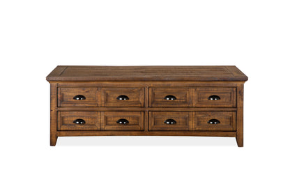 Bay Creek - Lift Top Storage Cocktail Table With Casters - Toasted Nutmeg
