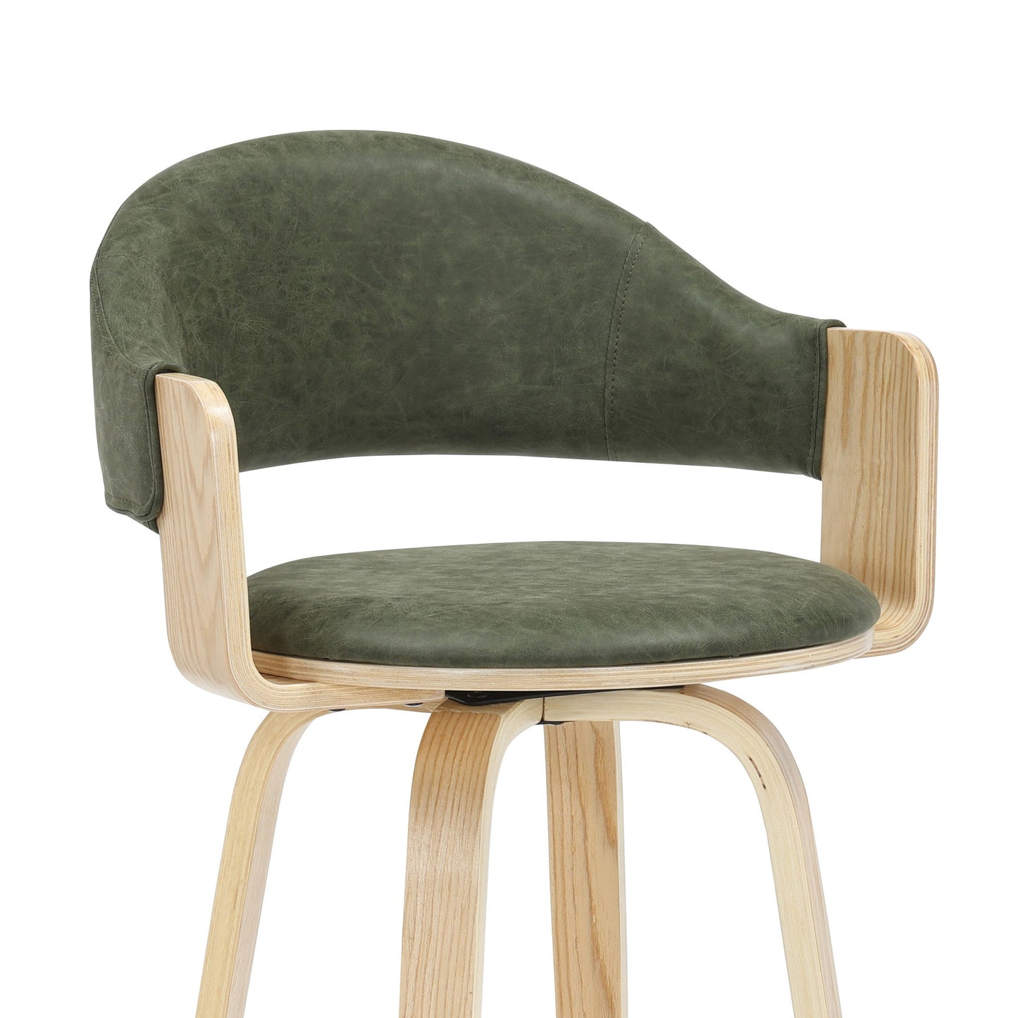 Daxton - Swivel Bar Height Round Back Wood Bar Stool With Faux Leather Seat