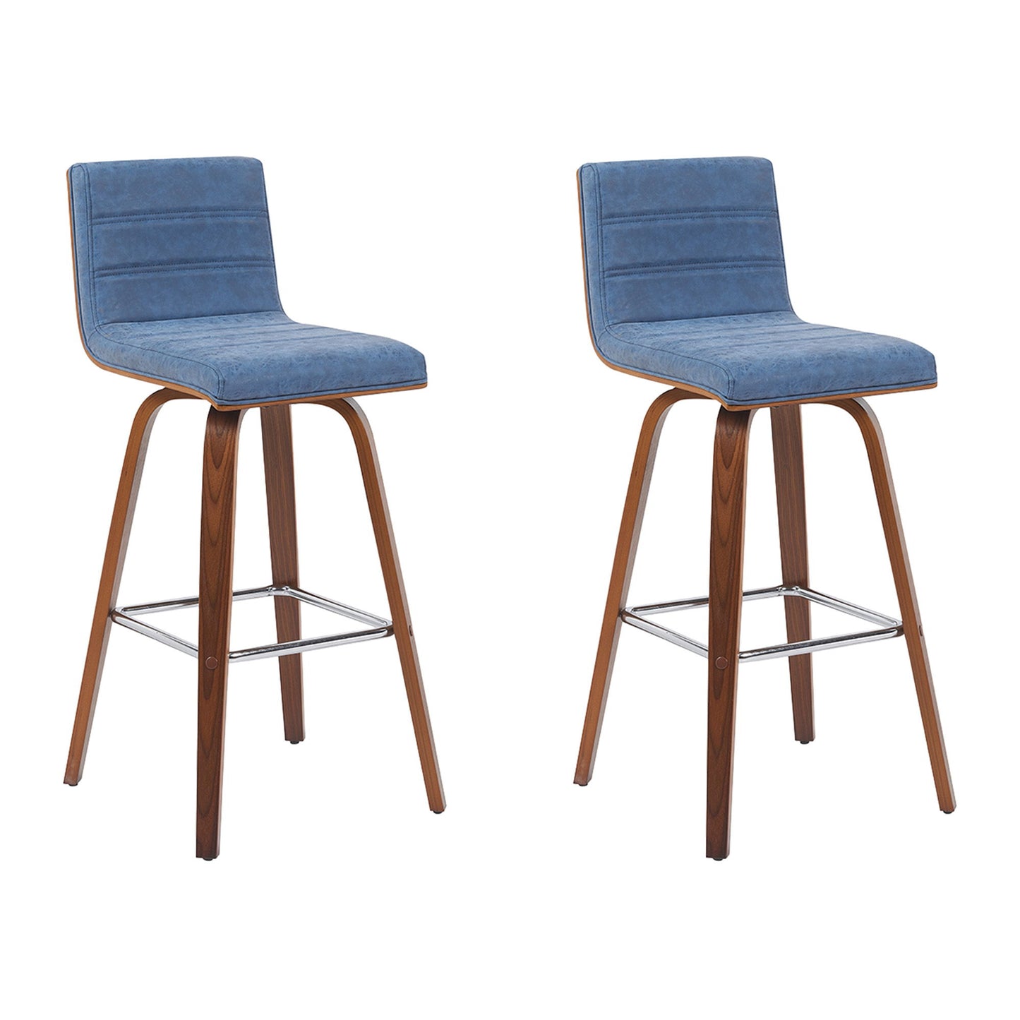 Vienna - Modern Swivel Bar Height Stool - Walnut Finished Wood Frame