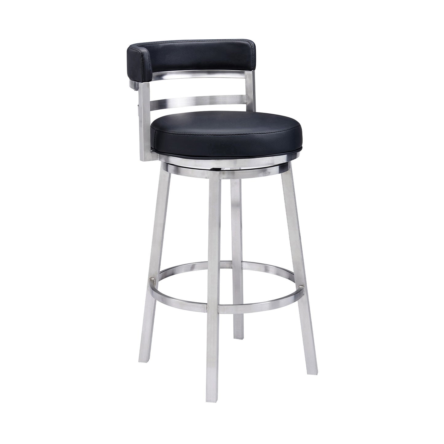 Titana - Swivel Faux Leather And Brushed Stainless Steel Bar Stool