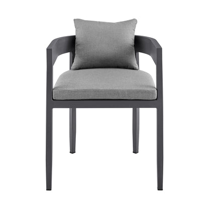 Menorca - Outdoor Patio Dining Chairs In Aluminum With Gray Cushions - (Set of 2)