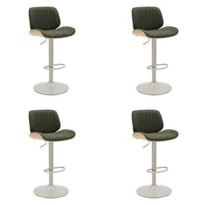 Brock - Adjustable Swivel Curved Back Wood Bar Stool With Faux Leather Seat