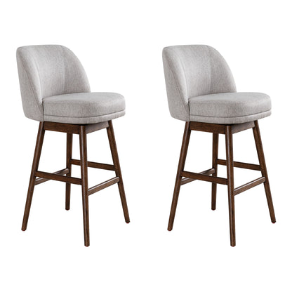 Sadie - Solid Wood Upholstered 30" Bar Height Swivel Barstool