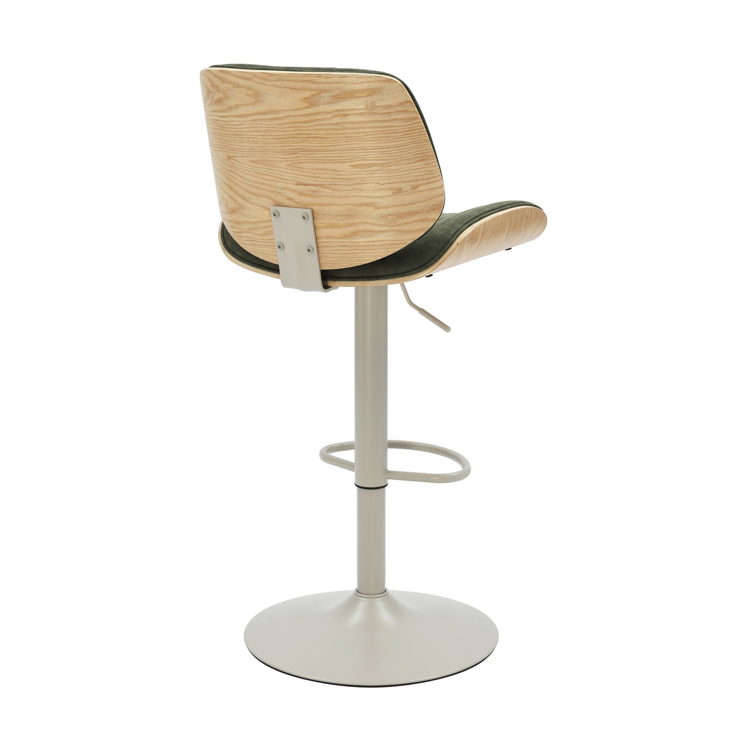 Brock - Adjustable Swivel Curved Back Wood Bar Stool With Faux Leather Seat