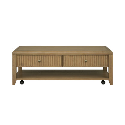 Reed - Rectangular Coffee Table With Casters - Driftwood Oak