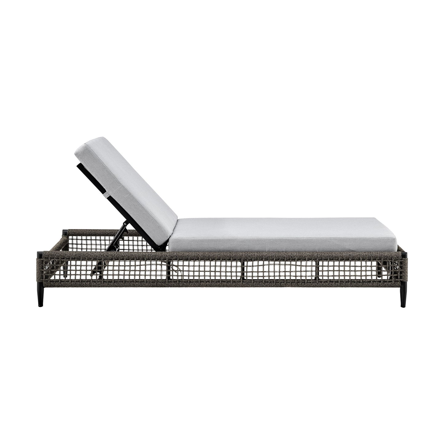 Alegria - Outdoor Patio Adjustable Chaise Lounge Chair In Aluminum With Gray Rope And Cushions