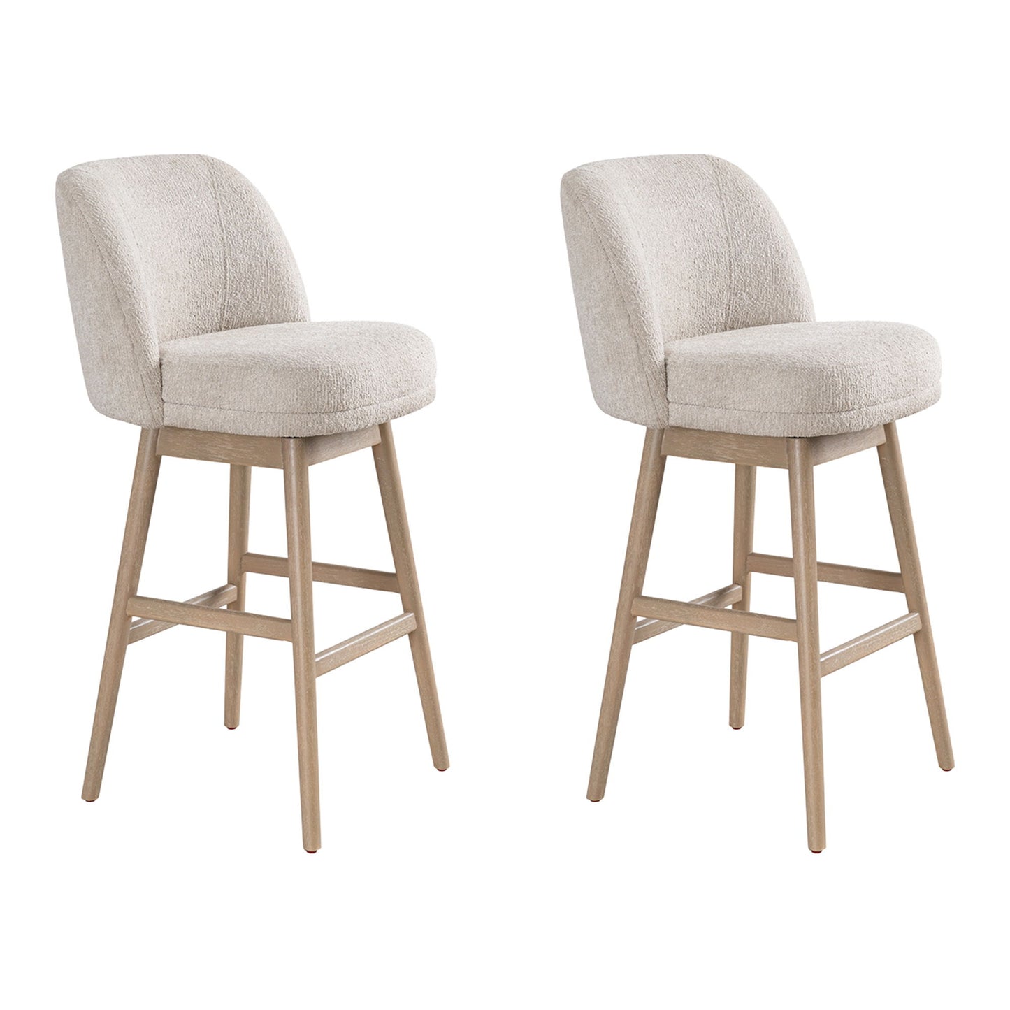 Sadie - Solid Wood Upholstered 30" Bar Height Swivel Barstool
