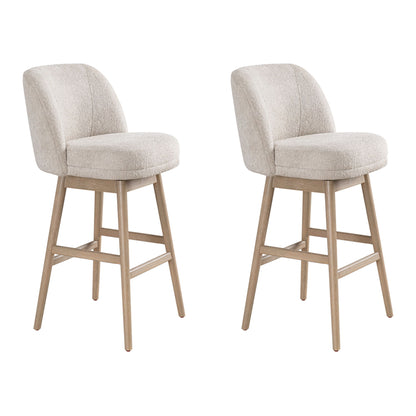 Sadie - Solid Wood Upholstered 30" Bar Height Swivel Barstool