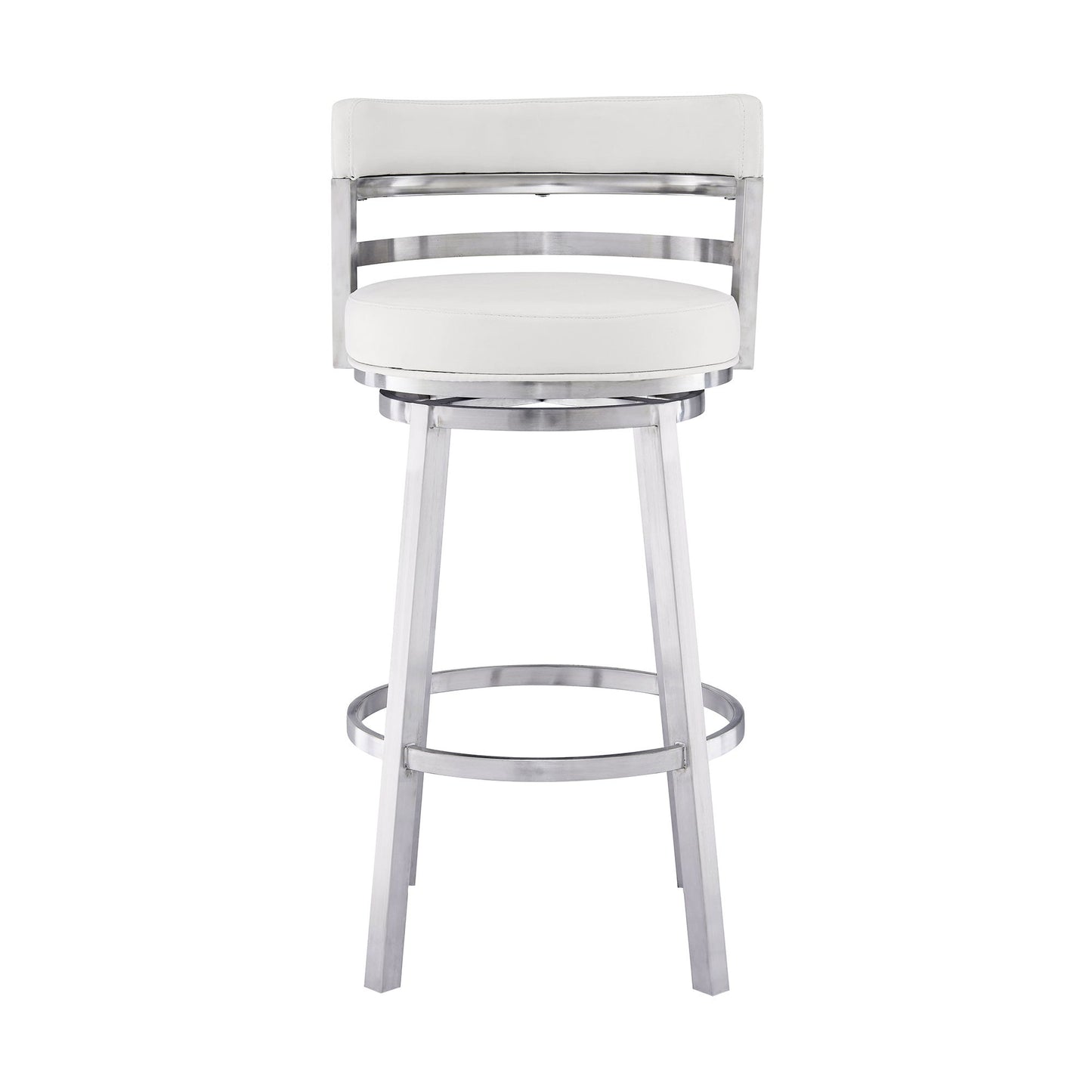 Titana - Swivel Faux Leather And Brushed Stainless Steel Bar Stool