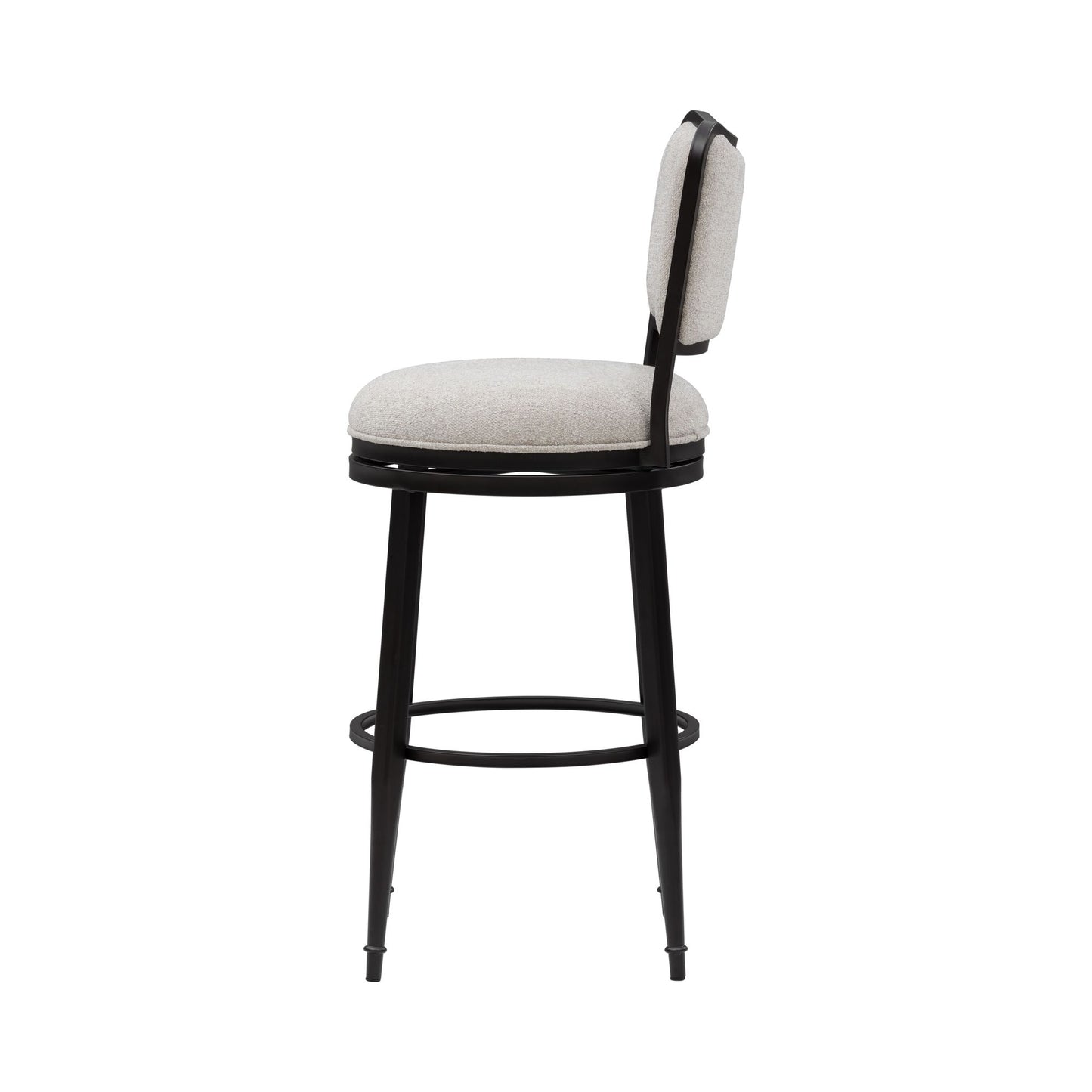 Baxter - Steel Frame Fabric Upholstered Swivel Bar Height Barstool