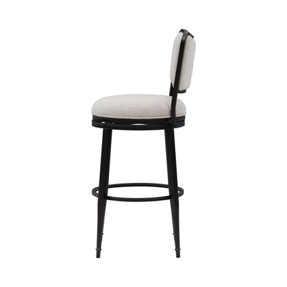 Baxter - Steel Frame Fabric Upholstered Swivel Bar Height Barstool