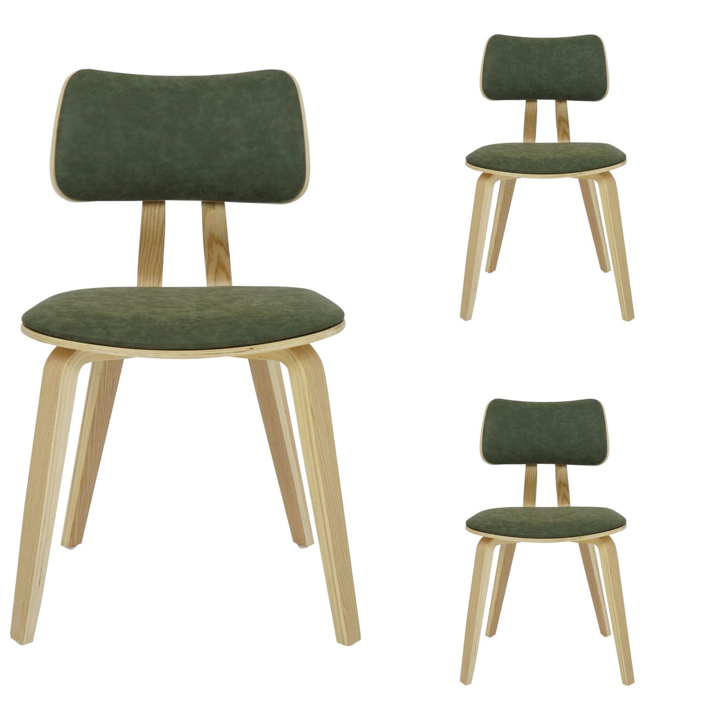 Jaguar - Curved Back Wood Dining Chair With Faux Leather Seat