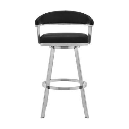 Bronson - Faux Leather And Brushed Stainless Steel Swivel Bar Stool