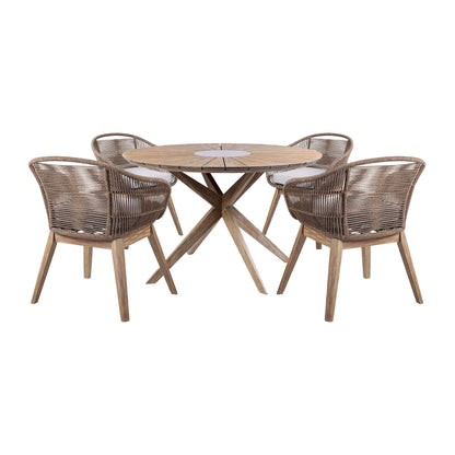 Oasis Tutti Frutti - 5 Piece Outdoor Patio Round Dining Set - Eucalyptus / Truffle