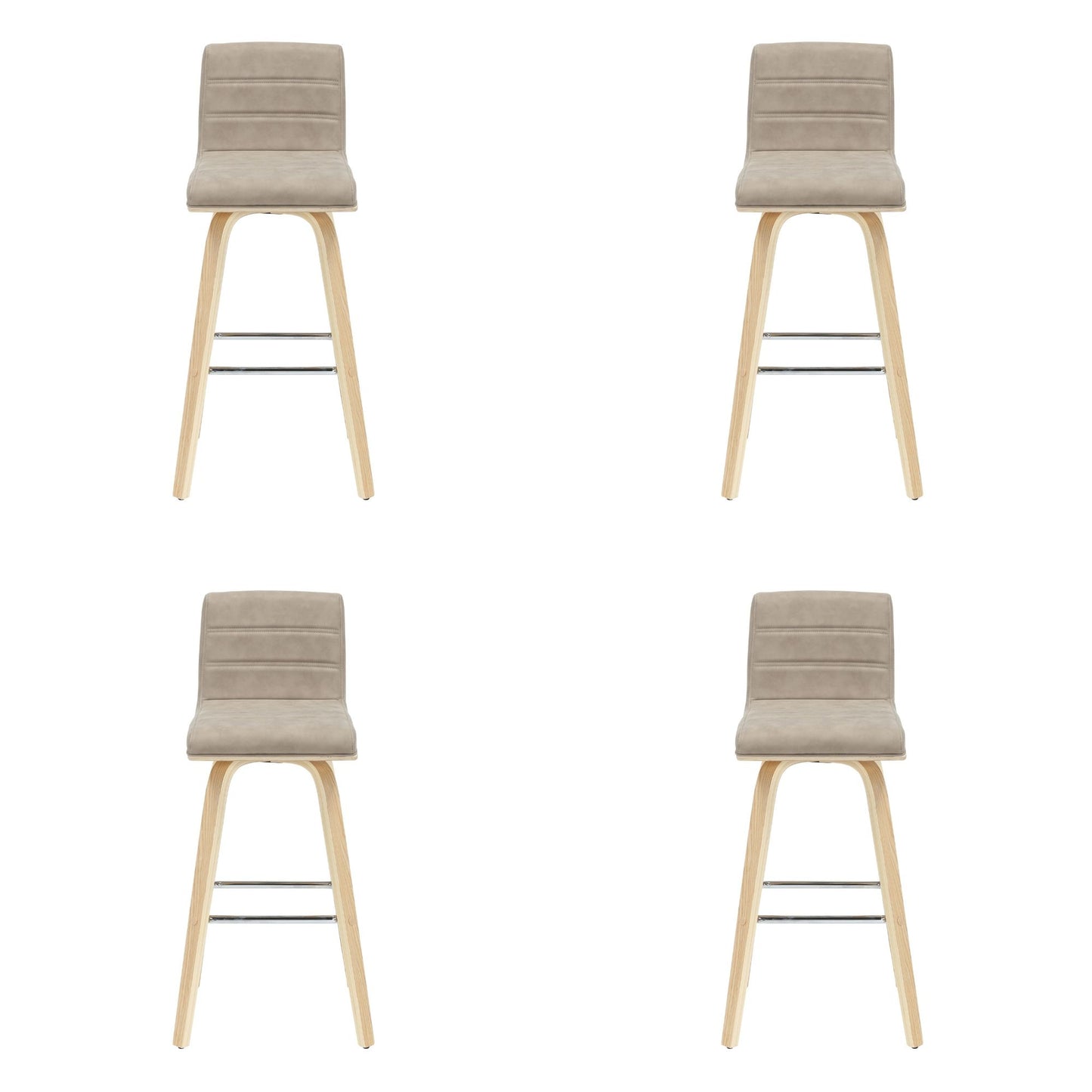 Vienna - 39.5" Swivel Bar Height Square Back Wood Bar Stool With Faux Leather Seat
