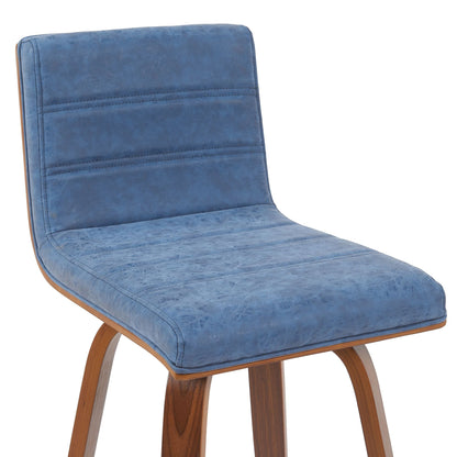 Vienna - Modern Swivel Bar Height Stool - Walnut Finished Wood Frame