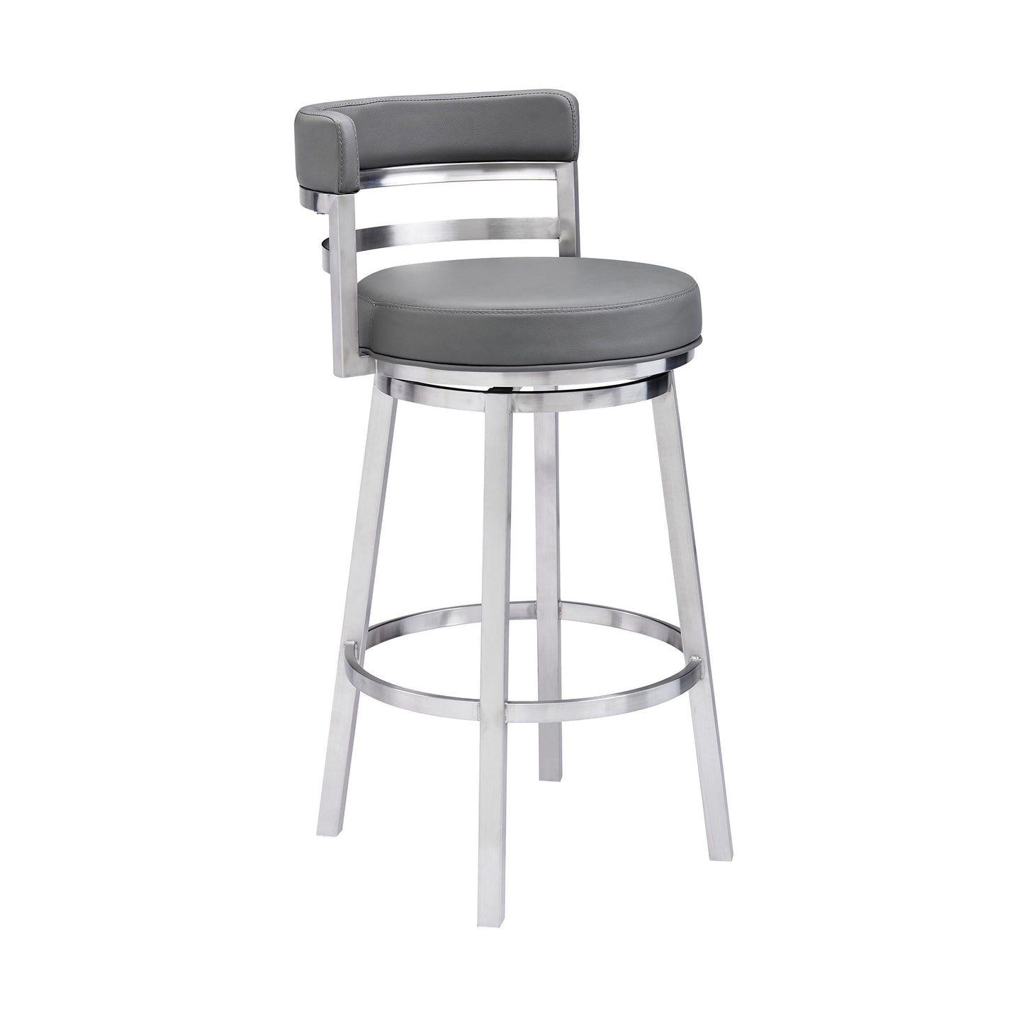 Titana - Swivel Faux Leather And Brushed Stainless Steel Bar Stool
