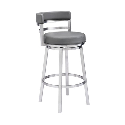 Titana - Swivel Faux Leather And Brushed Stainless Steel Bar Stool