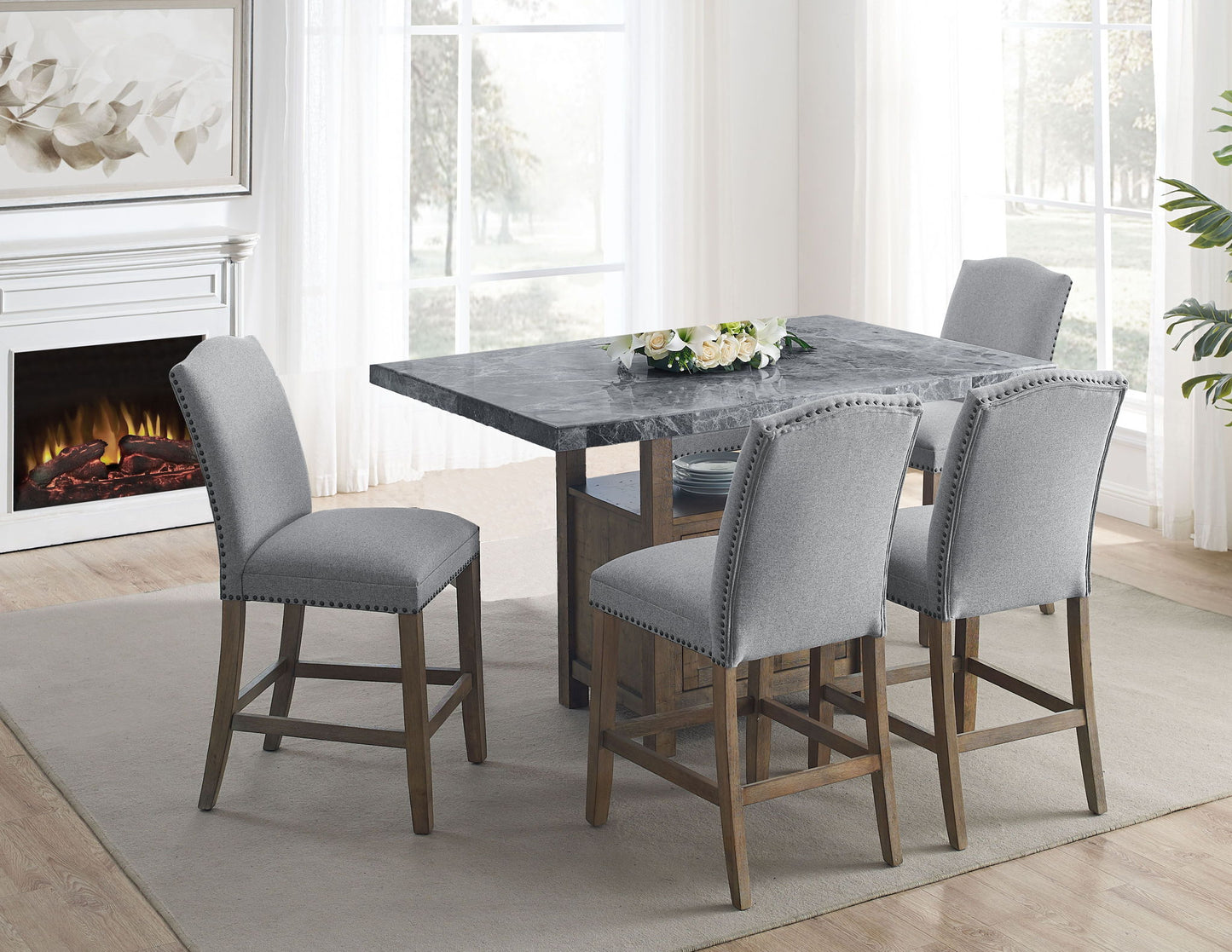 Grayson - Counter Height Set With Gray Top Table