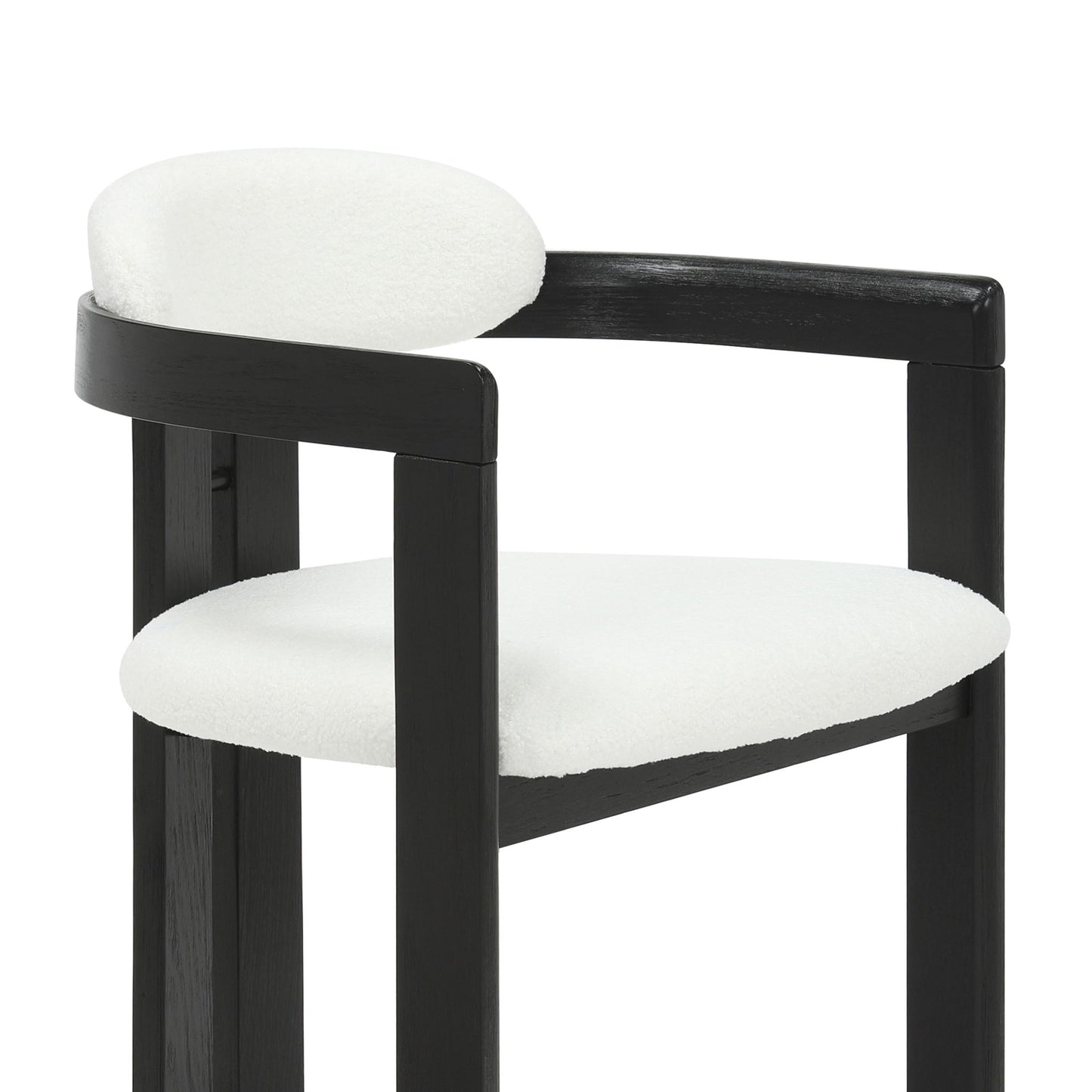 Jazmin - Curved Back Wood Dining Chair With Boucle Fabric Seat Set