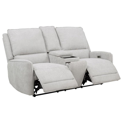 Sylmar - Chenille Upholstered Power Reclining Loveseat - Dove Gray