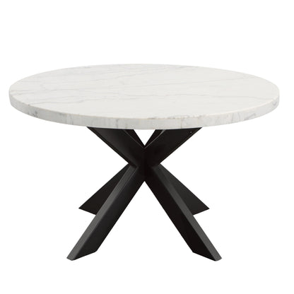 Xena - Marble Top Round Table - White / Black