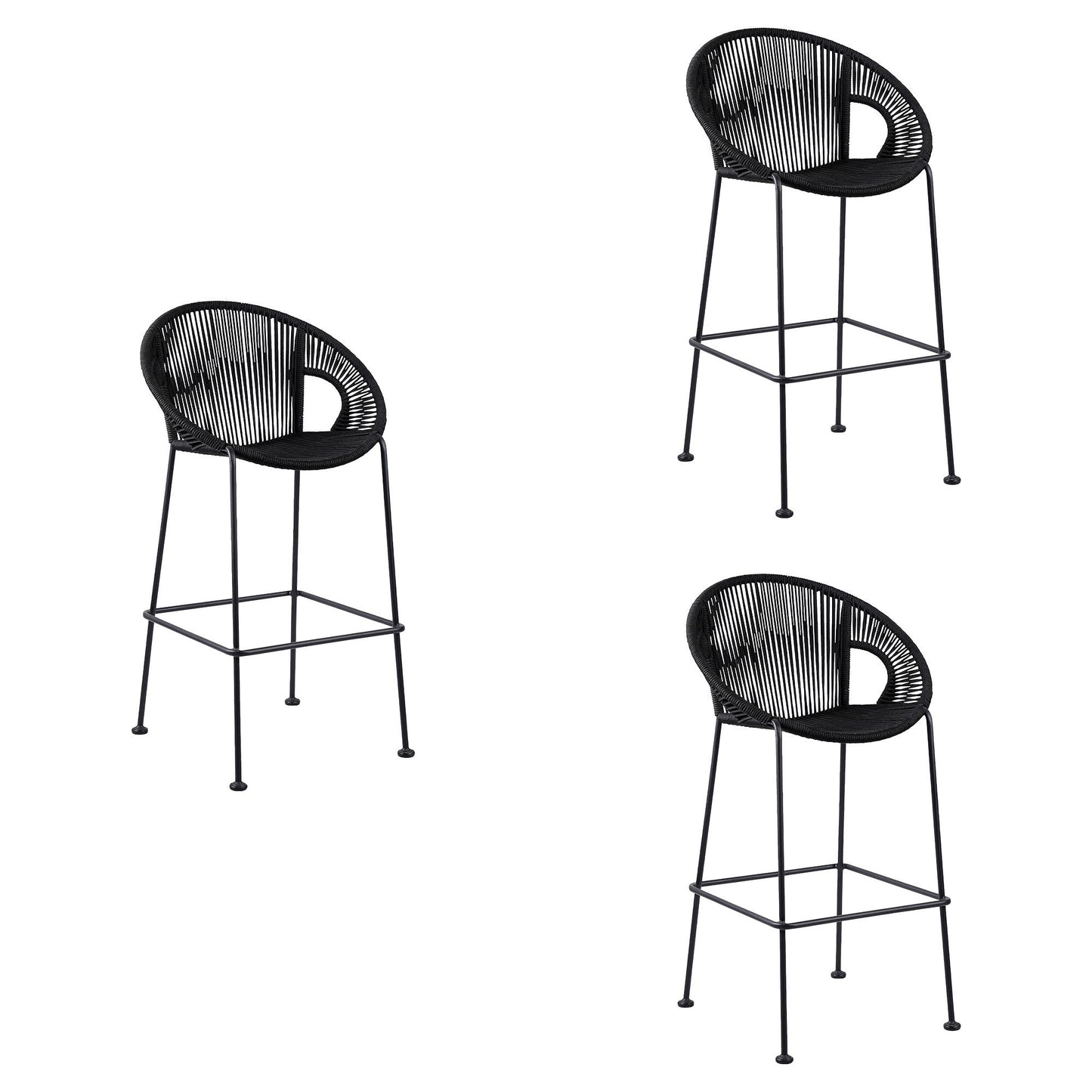 Acapulco - 30" Indoor Outdoor Steel Bar Stool With Rope Set of 2