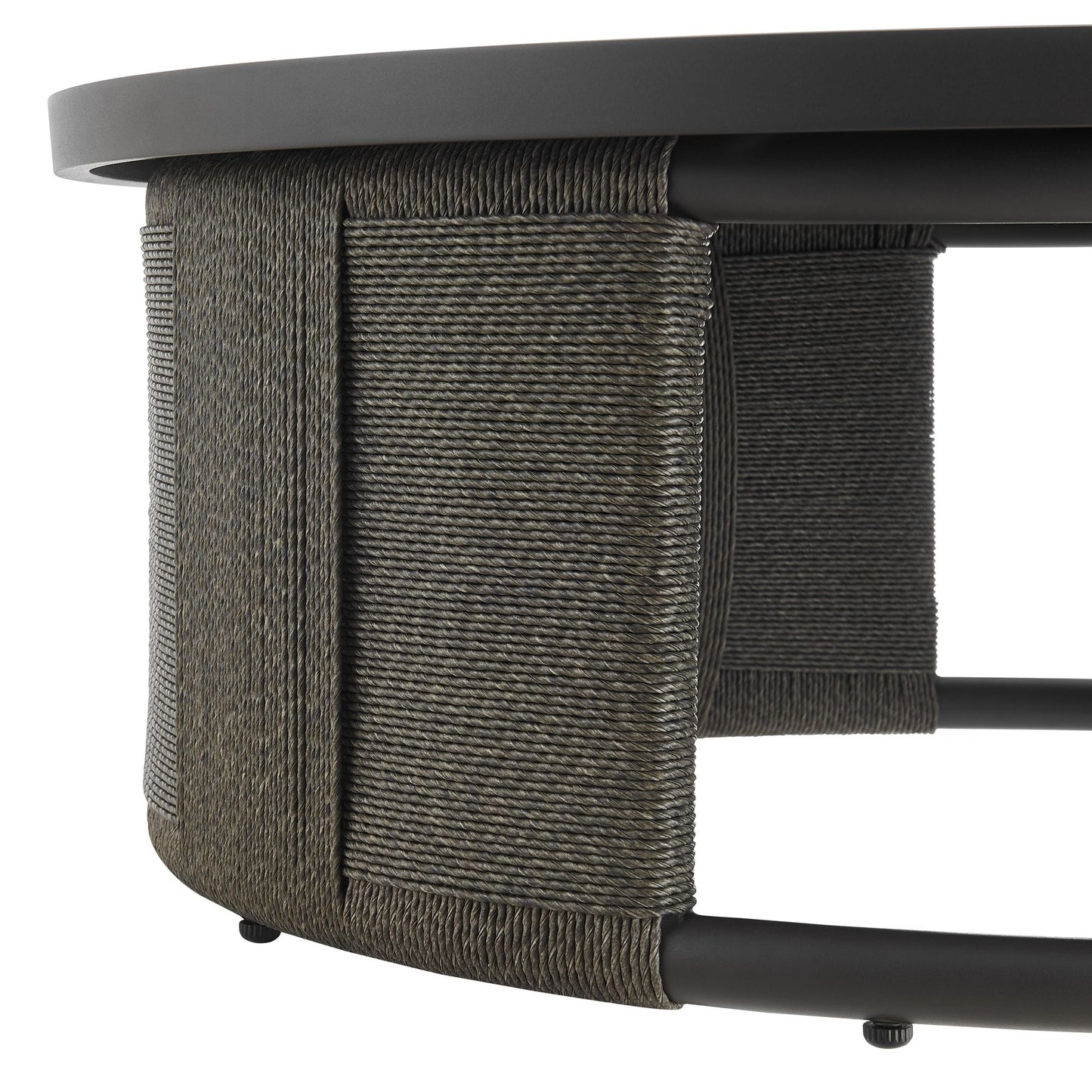 Brampton - Powder Coated Metal Round Outdoor Coffee Table With Aluminum Table Top - Gray