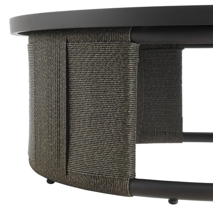 Brampton - Powder Coated Metal Round Outdoor Coffee Table With Aluminum Table Top - Gray